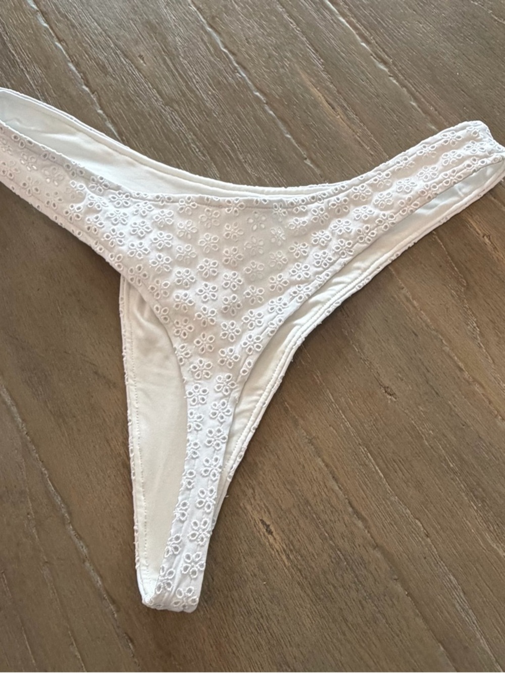 Pink x Frankie Bikinis White Eyelet thong Bikini Bottom - Picture 4 of 8